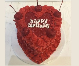 Heart Glitter Cake with Border