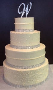 4 Tier Rhinestone Trim Cake