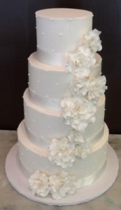 4 Tier White Cascade Flower Cake