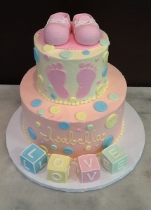 Baby Block & Buttons Baby Shower Cake