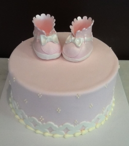 Baby Bootie with Ruffle Shower Cake