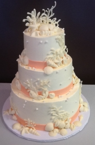 Beach Theme Shell Wedding Cake