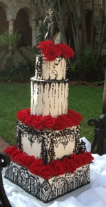 Black & White Masquerade Wedding Cake