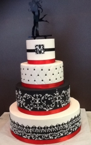 Black, White & Red Wedding Cake