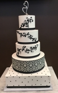 Black & White Scroll Wedding Cake