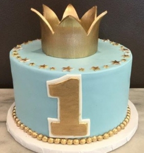 Blue and Gold Number 1 Crown Cake