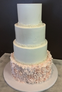 Blush Floral and Pearl Detail Wedding Cake
