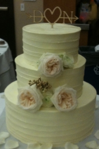 Blush Rose & Gold Bead Wedding Cake