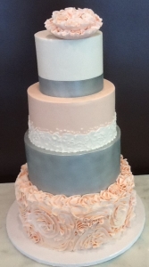 Blush & Silver Gray Wedding Cake