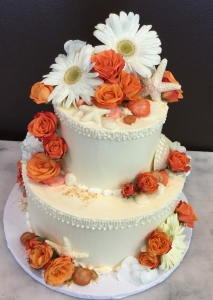 Coral Floral and Shells Cake