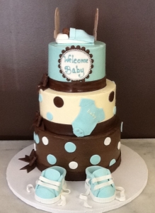 Cradle and Booties Baby Shower Cake