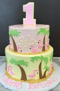 Flamingo Theme Birthday Cake