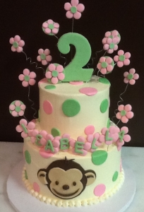 Floral Monkey Birthday Cake
