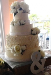 Floral & Scroll Wedding Cake