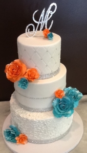 Fondant 3 Tier Cake with Pearlized Roses