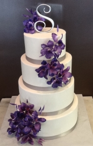 Fondant 4 Tier Cake with Purple Orchids