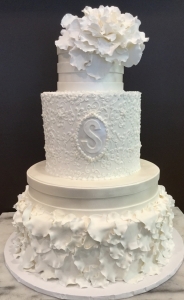 Fondant Floral Monogram Wedding Cake