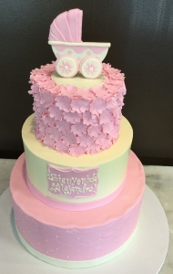 Fondant Pink Carriage Top Baby Shower Cake