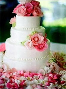 Fondant Wedding Cake Swiss Dots with Roses
