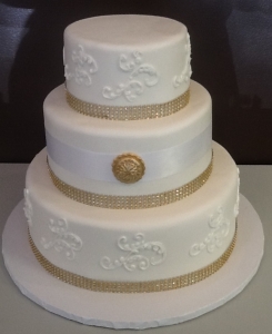 Gold and White Wedding Cake