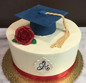 Grad Cap and Rose Cake
