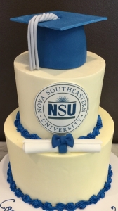 Graduation Tiered Cake with Cap, Diploma and Logo