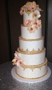 Gold Filigree Trim Fondant Cake