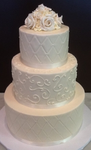 Ivory Pearl Quilted and Scrolling Fondant Cake