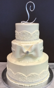 Lace & Bow Wedding Cake