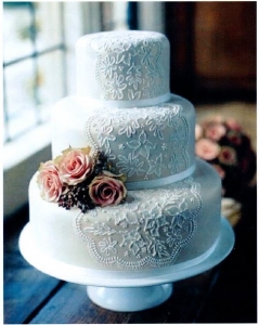 Lace Trim Fondant Wedding Cake