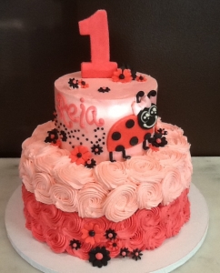 Lady Bug Pink Birthday Cake