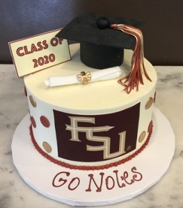 Logo, Cap and Diploma Polka Dot Graduation Cake