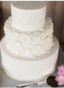 Monogram Floral Fondant Wedding Cake