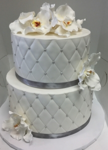Orchid and Quilted Fondant Cake