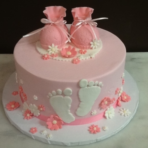 Pink Bootie Baby Shower Cake