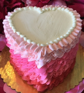 Pink Ombre Ruffle Heart Cake