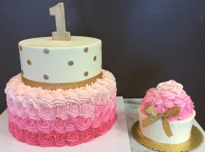 Pink and Gold Cake and Smash Cupcake Cake