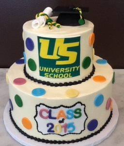 Polka Dot School Logo Graduation Cake