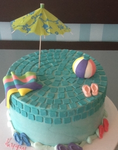 Pool Beach Theme Birthday Cake