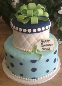 Quilted & Polka Dot Gift Box Tiered Cake