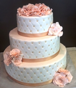 Quilted Wedding Cake with Gold Details