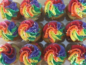 Rainbow Mini Funfetti Cupcakes