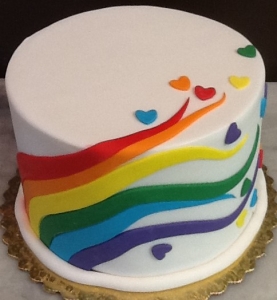 Rainbow and Hearts Fondant Cake