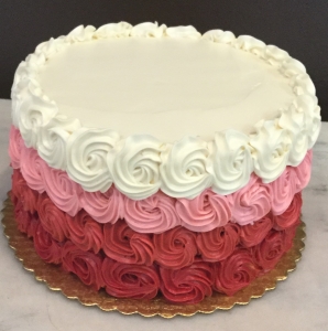 Red Ombre Rosette Cake