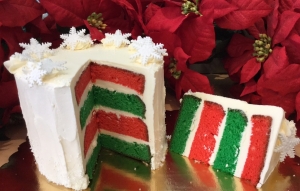 Red and Green Holiday Cake