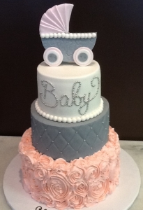 Rosette & Quilt Baby Shower Cake