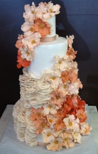Ruffle Fondant Floral Wedding Cake