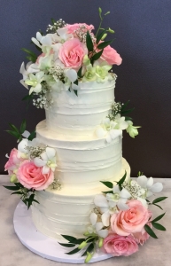 Rustic 3 Tier Blush Rose Wedding Cake