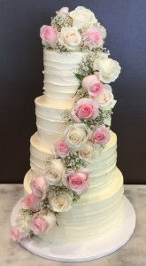 Rustic Blush Rose Wedding Cake