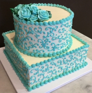 Scroll and Flower Tiered Cake